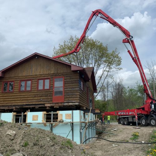 boom pump truck pouring ICF foundation